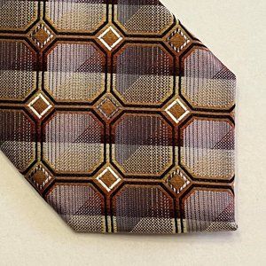Bocara Silk Tie / Necktie Tan Brown Gold New